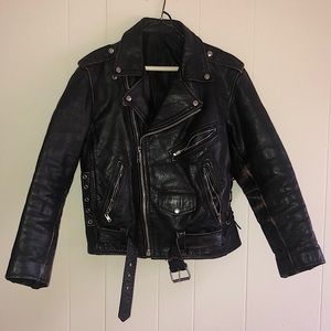 - Distressed Leather Biker Jacket